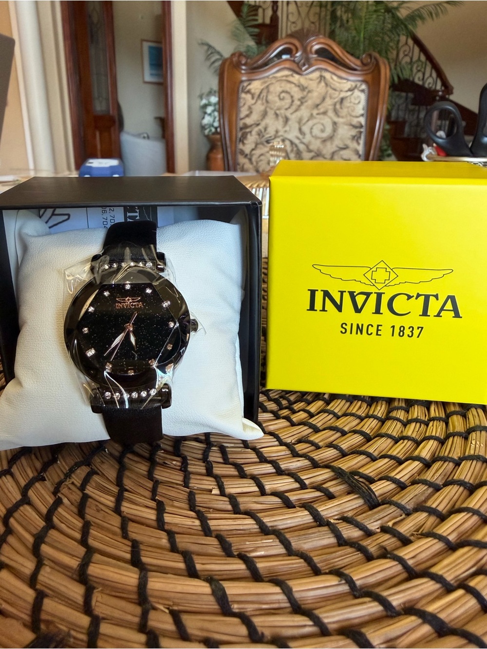 NWT Invicta Celestial Lady 33mm Starry Glitter Dial Watch - Black Leather